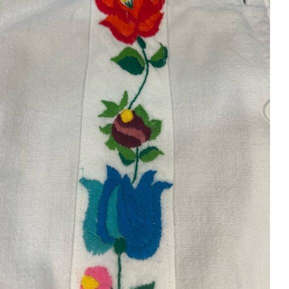Handmade Embroidered Shirt Dress Multicolor Cotton Short Sleeve Midi sze Medium - Picture 8 of 16